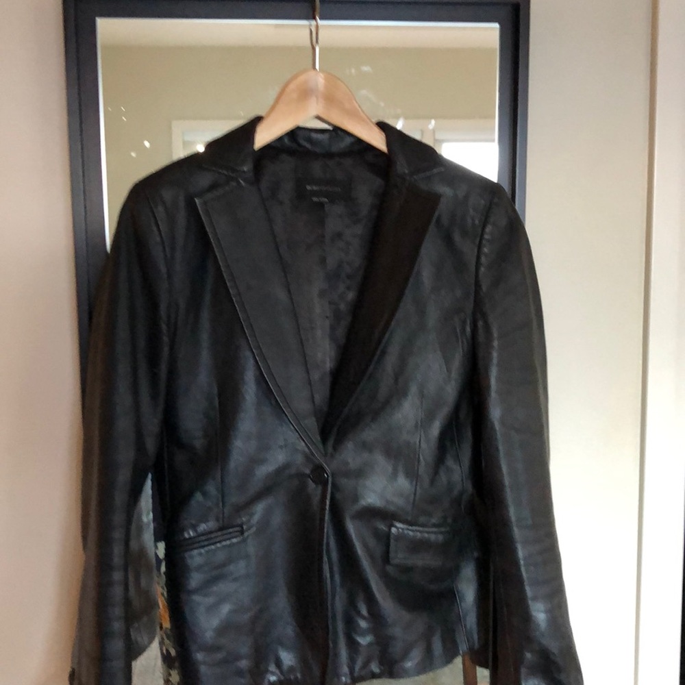 Beautiful genuine leather BCBG Max Adria blazer